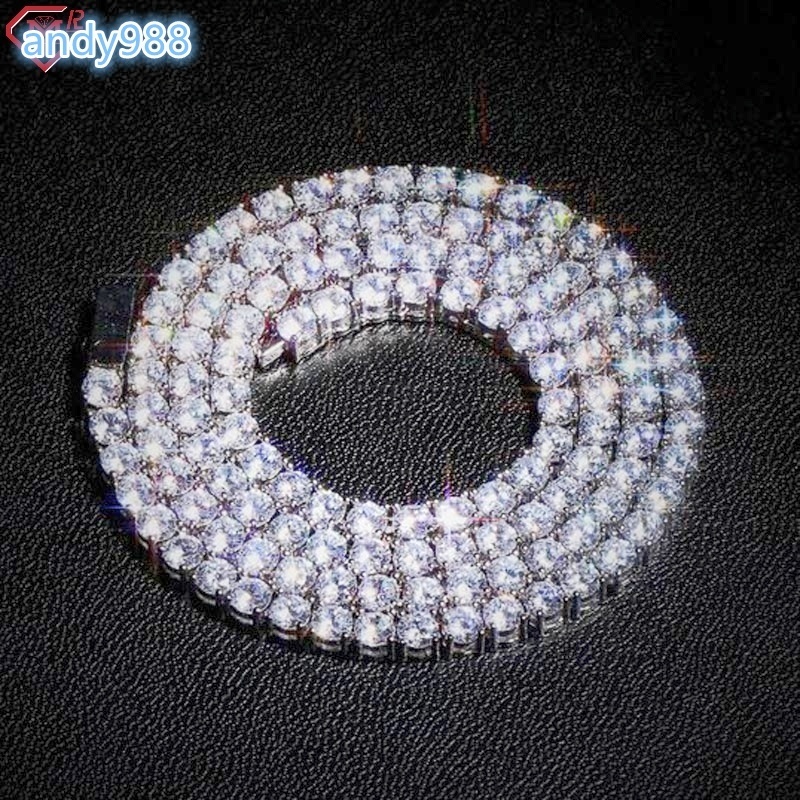 3mm Tennis Chains Necklace VVS Moissanite Jewelry 925 Silver 10k Gold Iced Out Moissanite Tennis Chain