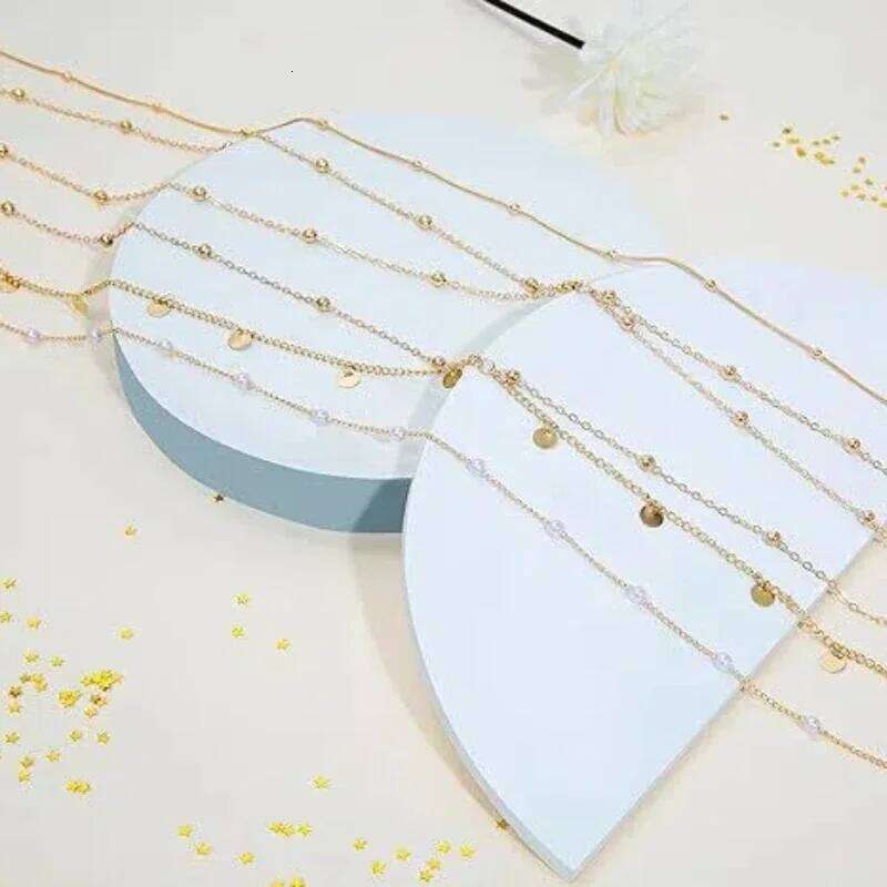 Summer Beach Chai Fashionable Round Bead Gold Sequin Tassel Double-layer Waist Vacation Style Sexy Body Chain S260304