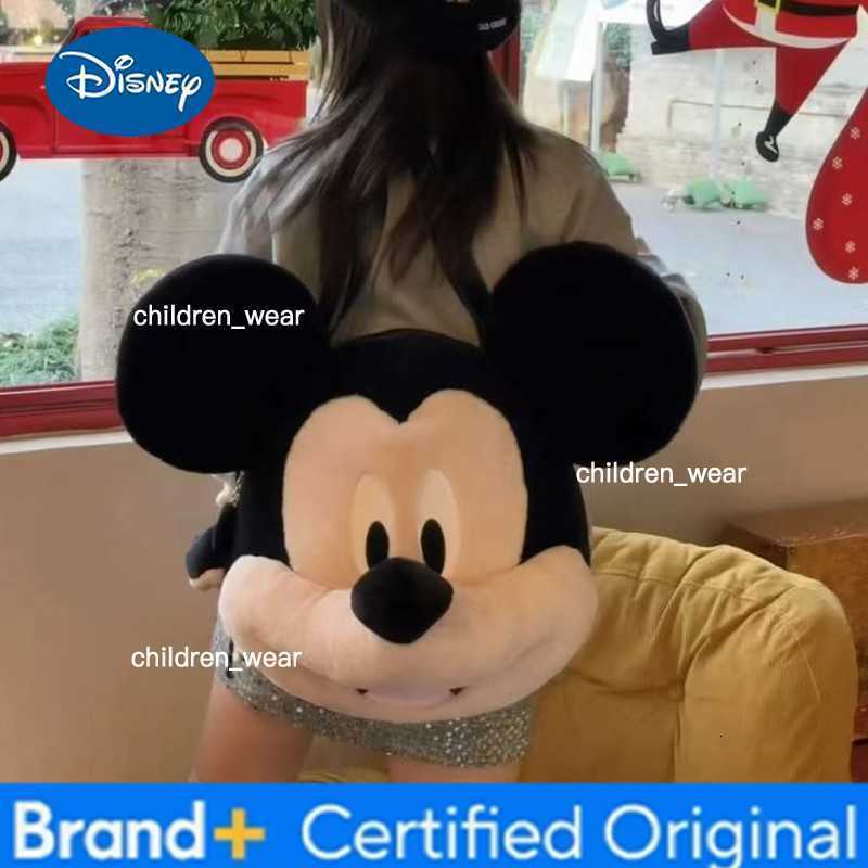 Disney New Cute Plush Cartoon Mickey Big Face Backpack for Girlfriend Travel High Beauty Doll Backpack Lightweight and Versatile H260305