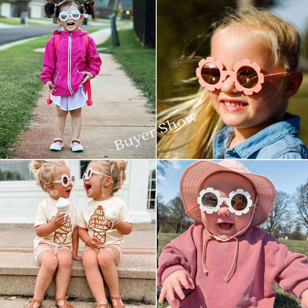 2-10 Years Children Sunglasses Flower Round Cute Kids Sun Glasses for Boys Girls UV400 Protection Baby Lovely Candy Eyeglass Z260305