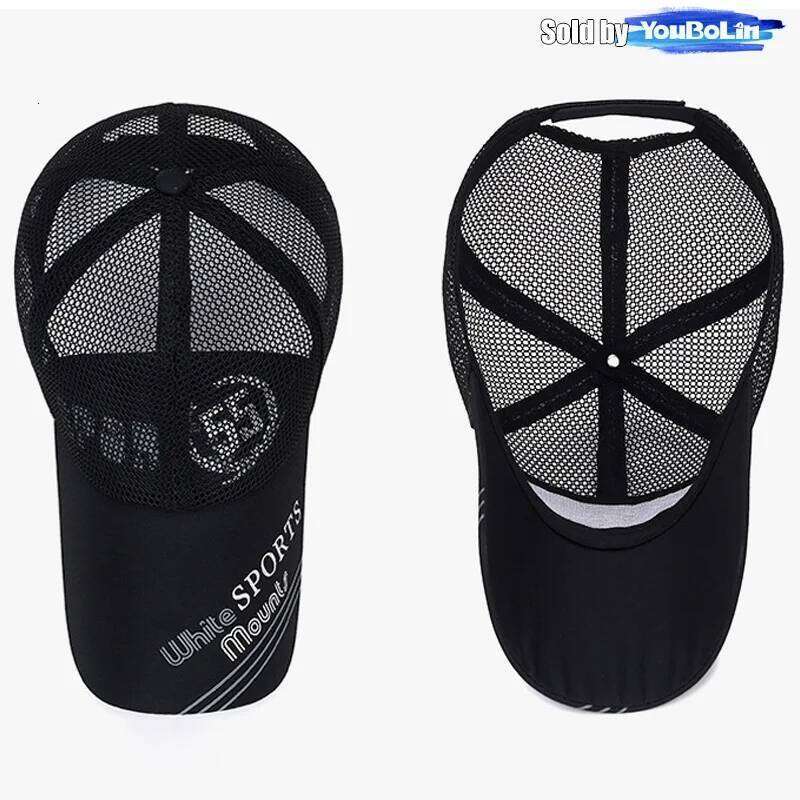 Summer Extended Brim Back Mesh Adjustable Baseball Cap Sun Hat Trucker Caps Dad Hats Y260304