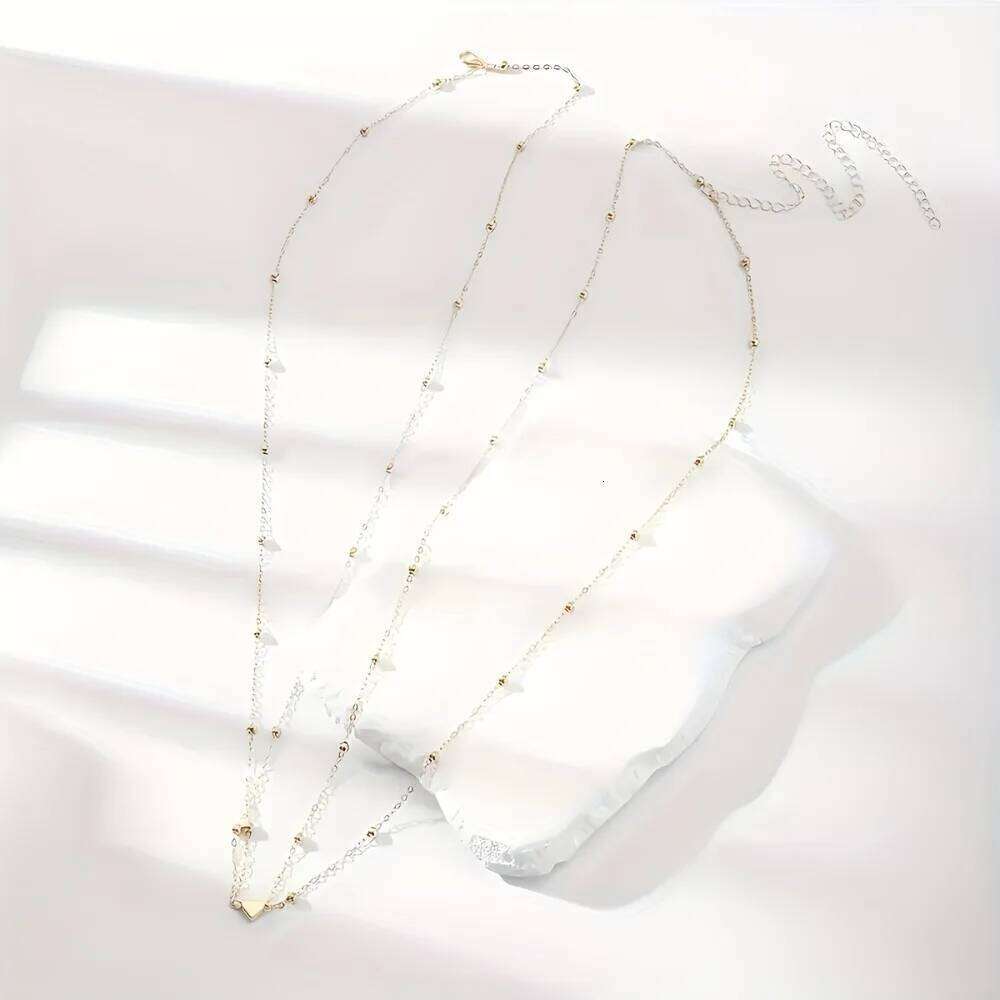 A Layered Heart-Shaped Bead Waist Chain Women, an Essential Lightweight Jewelry Accessory for Beach Vacations And Casual . S260304