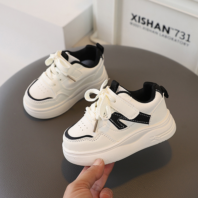 Free Shipping Children's Sneakers Kids Fashion Design White Non-slip Casual Shoes Boys Girls Hook Breathable Sneakers Toddler Outdoor Shoes Size 