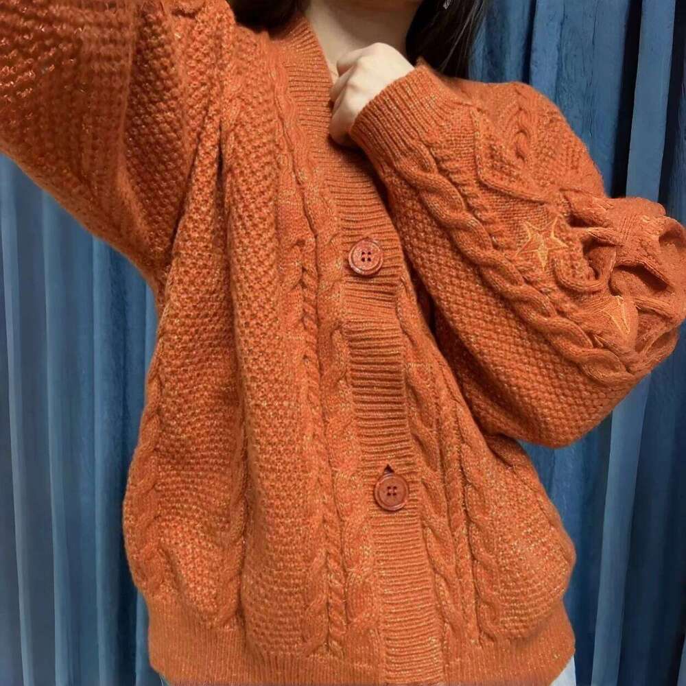 Autumn Women Loose Halloween Orange Cardigan Winter Warm Xmas The Showgirl Style Knitted Oversized Cardigans Female Sweaters XJ260305