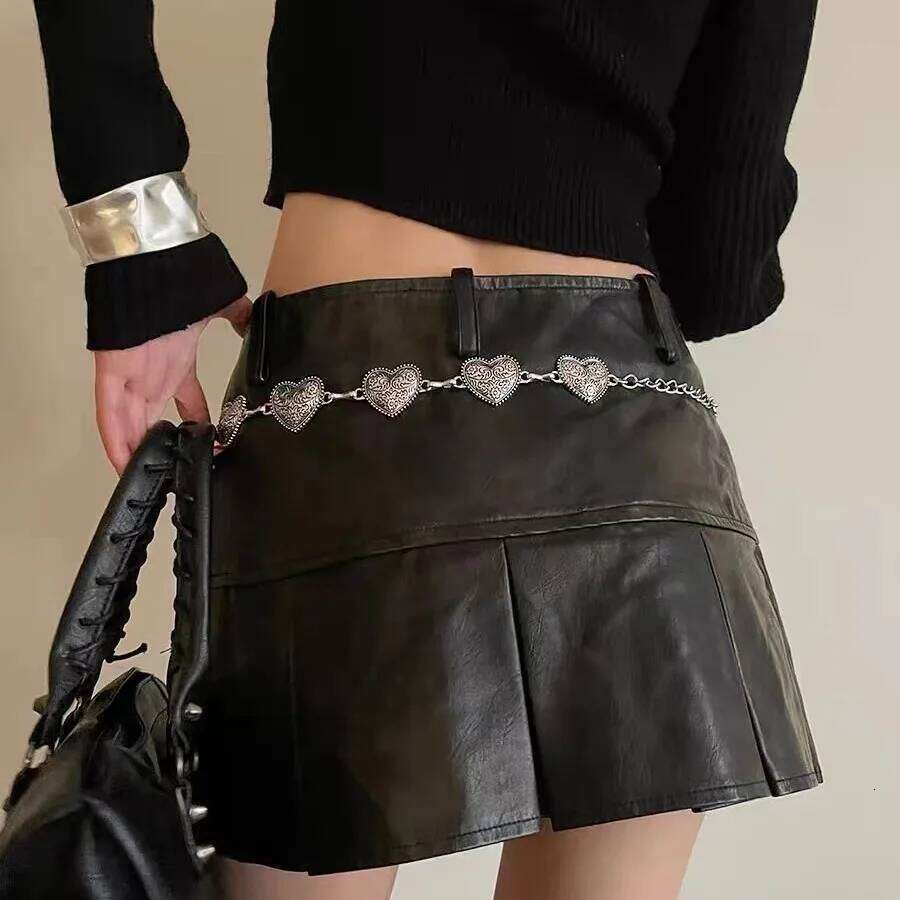 New Korean Y2K Ethnic Style Heart Tassel Waist Exaggerated Single Layer Belt Body Chain Women's Party Fashion Jewelry Gift S260304