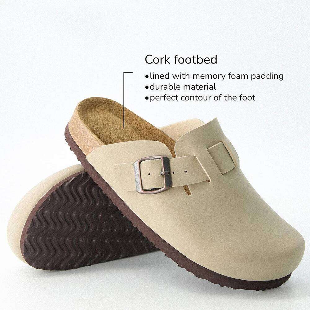 Kidmi Suede for Women Men Clogs Slippers Soft Cork Footbed Leather Mules Comfort Potato with Arch Support Home Shoes