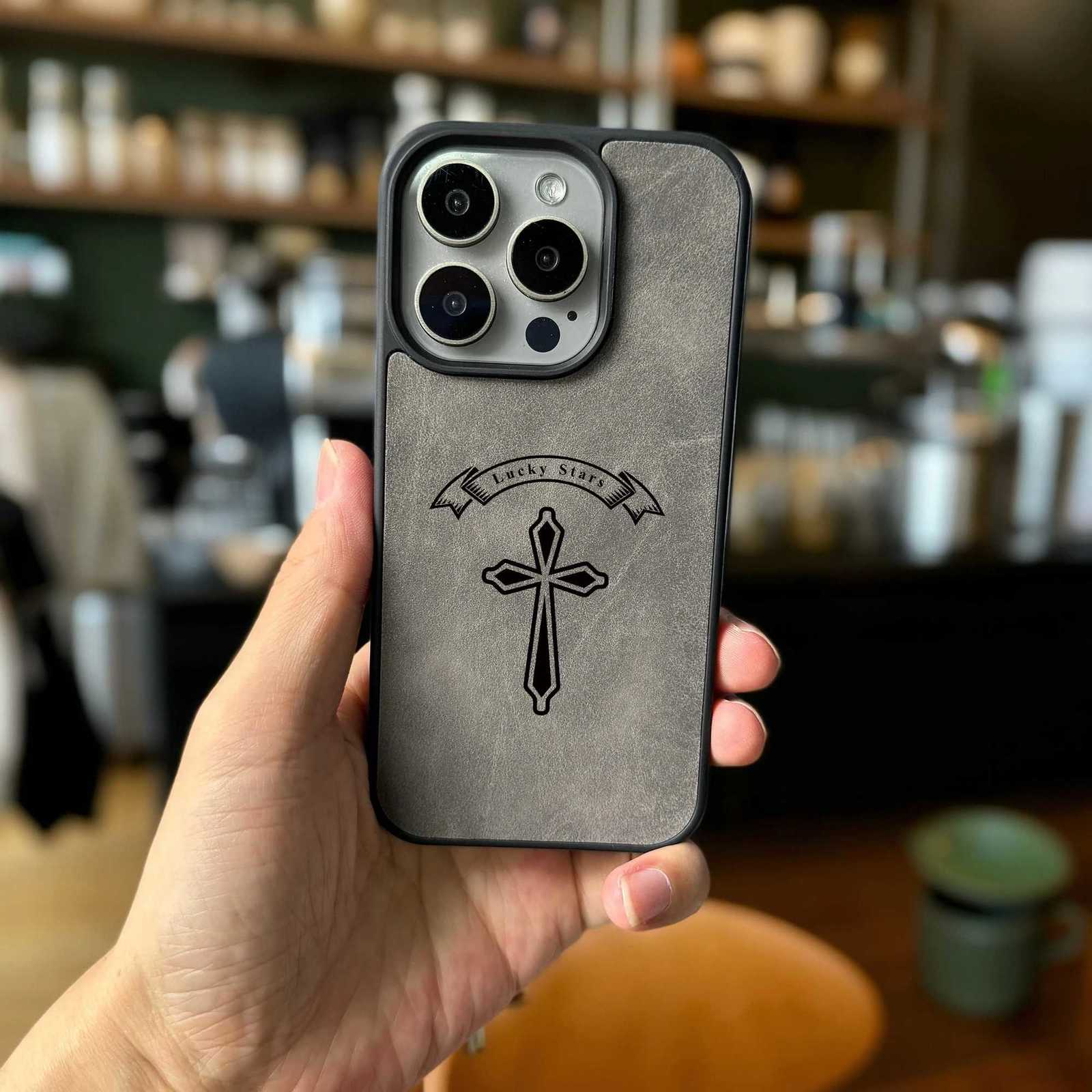 Lucky Star Cross Suede Leather Case For Galaxy S25 S24 S23 Ultra Plus | Luxury Anti-Drop Protective CoverT260305