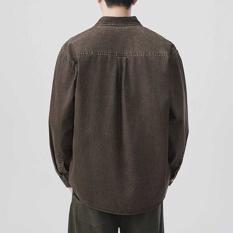 2026 Spring Autumn New Loose Cargo 100 Cotton Long Sleeve Shirt for Men Simple Classic Daily Shirts M260305