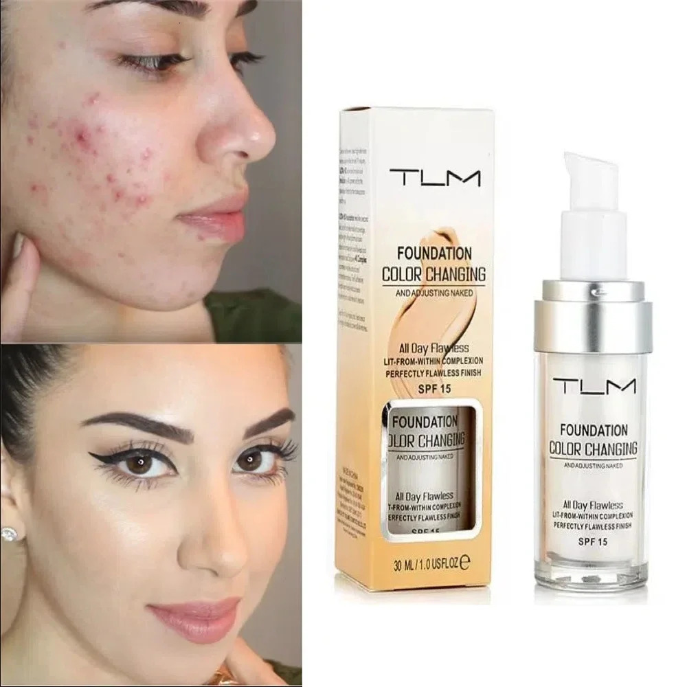 30ML TLM Foundation Color Changing Makeup Base Nude Face Full Cover Matte Concealer Long Lasting Make Up Liquid Foundation Cream 260305
