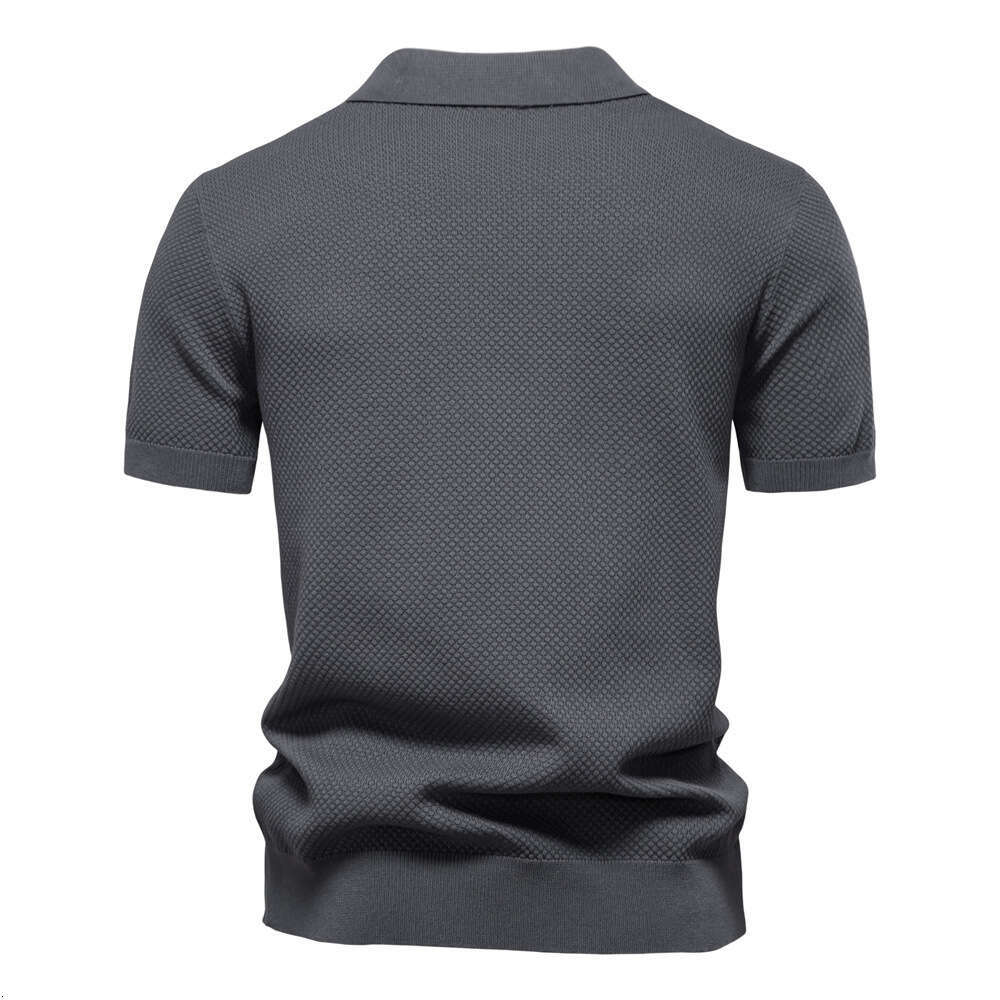 2026 Summer High-Quality European Size Pineapple Pattern Woolen Shirt for Men, Business Seagull Collar Men's Short-Sleeve Sweater Polo