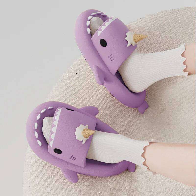 2025 Cute Panda Shark Slippers Women Men Summer Platform Shoes Night Glowing Lantern DIY Couples Indoor Shower Beach Slides