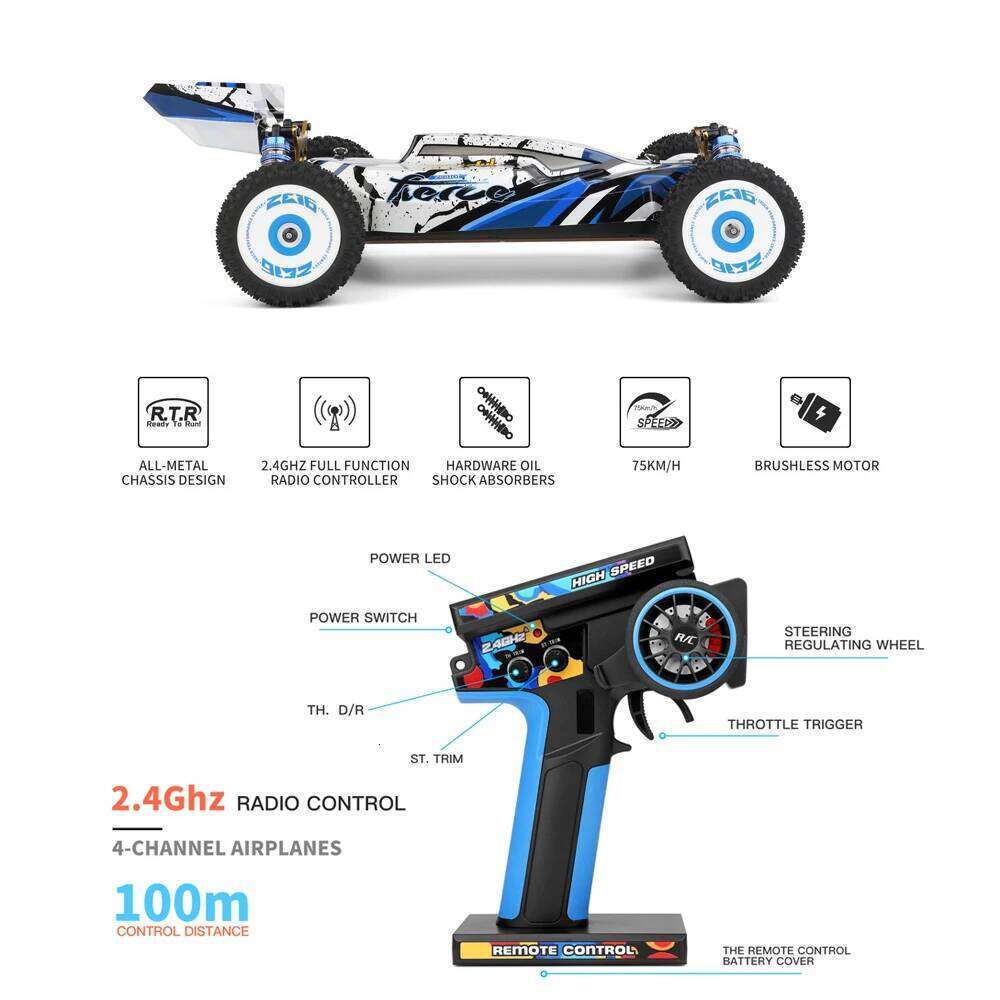 WLtoys 124017 RC Car 75KM/H 2.4G Brushless Remote Control Vehicle 4WD Electric High Speed Racing Drift Truck Toys for Children Z260304