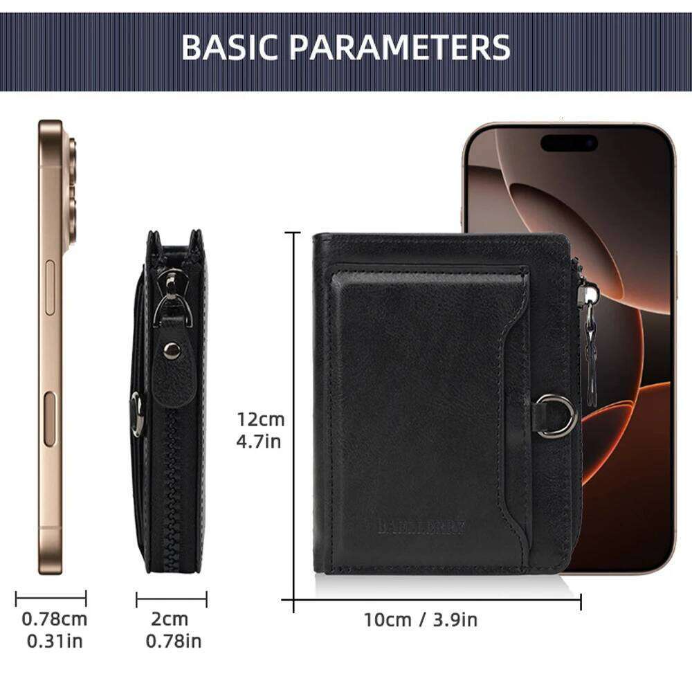 1Pcs Men's Short Wallet with Multiple Slots, Zipper Coin Pocket, Portable Compact Pu Card Holder, Durable and Stylish, Suitable as a Gift C260304