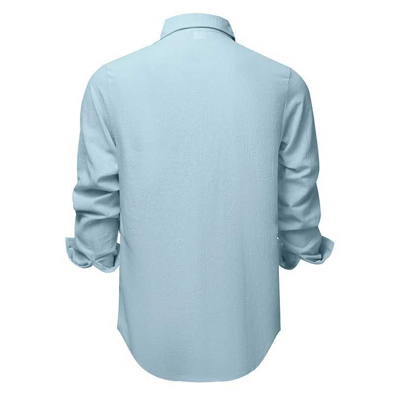 100 Linen Cotton Shirt Men Casual Fashion Male CloTHing Tops BlaCK White Shirts Business Long Sleeve Shirt Men M260305