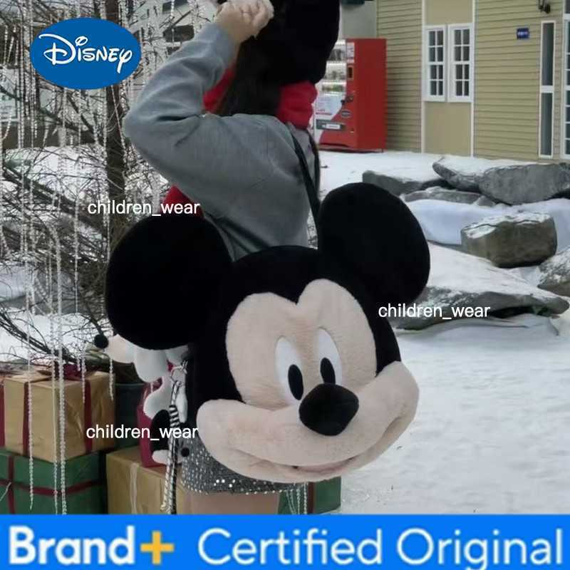 Disney New Cute Plush Cartoon Mickey Big Face Backpack for Girlfriend Travel High Beauty Doll Backpack Lightweight and Versatile H260305