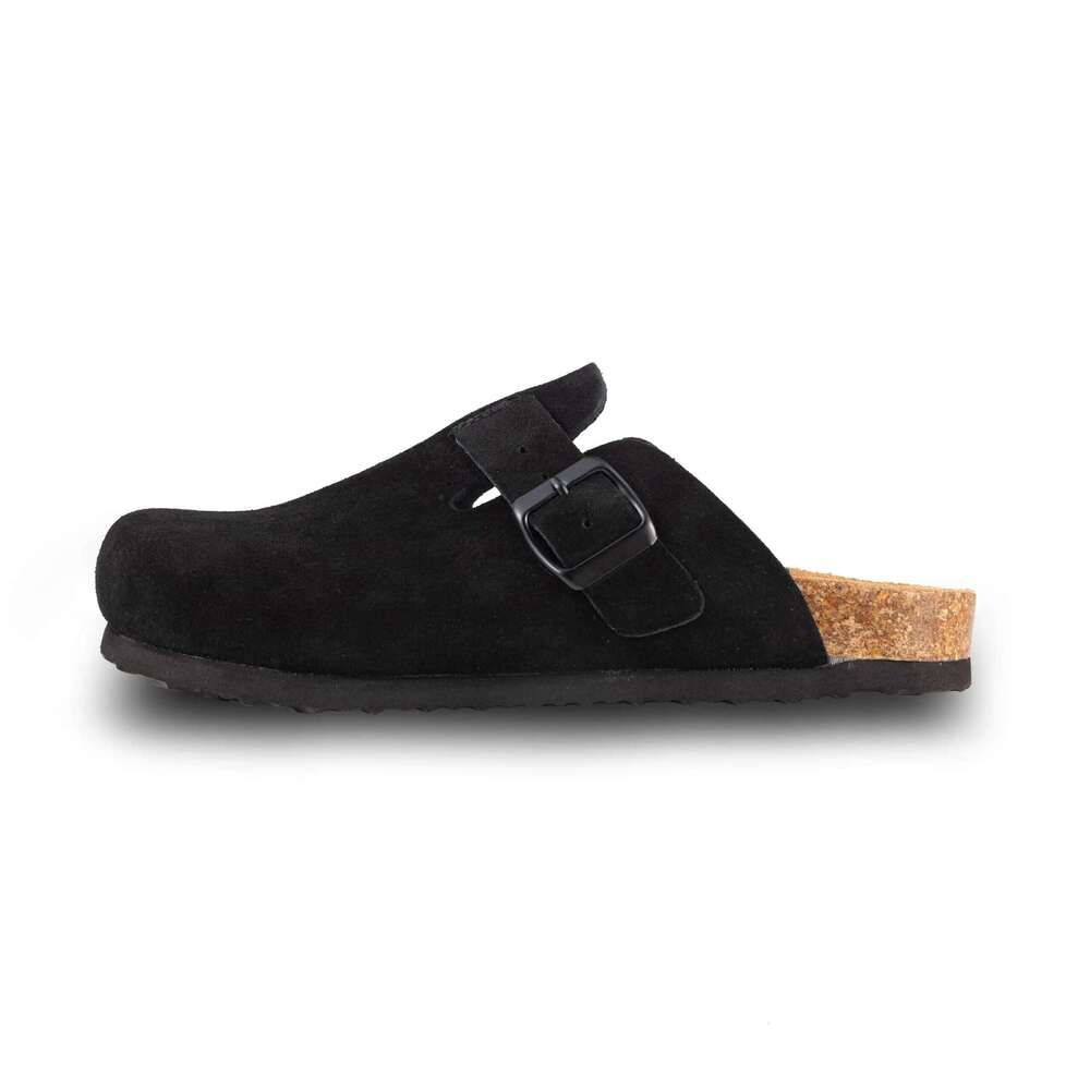 Kidmi Summer for Women Men Suede Adjustable Buckle Slip-on Cork Footbed Mules Clogs Antislip Sole Slippers Unisex