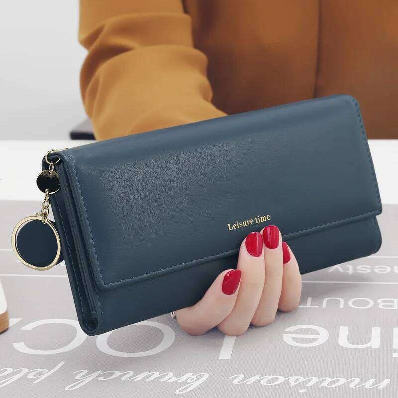 Fashion Women Wallets Brand Letter Long Tri-fold Wallet Purse Fresh Leather Female Clutch Card Holder Cartera Mujer C260304