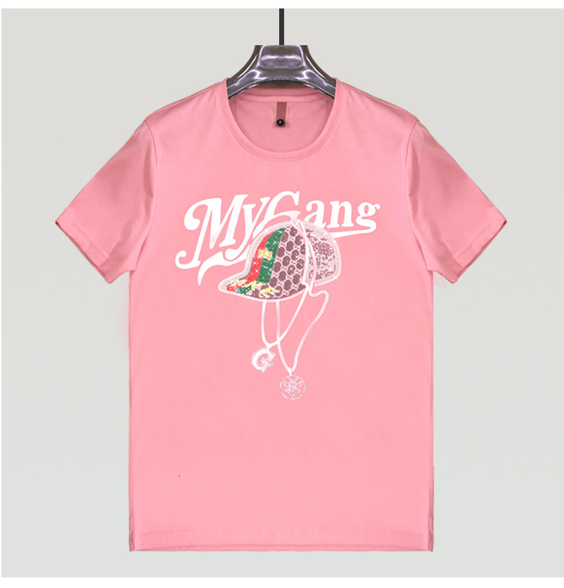 New Brand Fashionable European Style Short Sleeved T Shirt With Rhinestone Cap Round Neck Comfortable Breathable Short Sleeved Shirt Apparel Fashion T