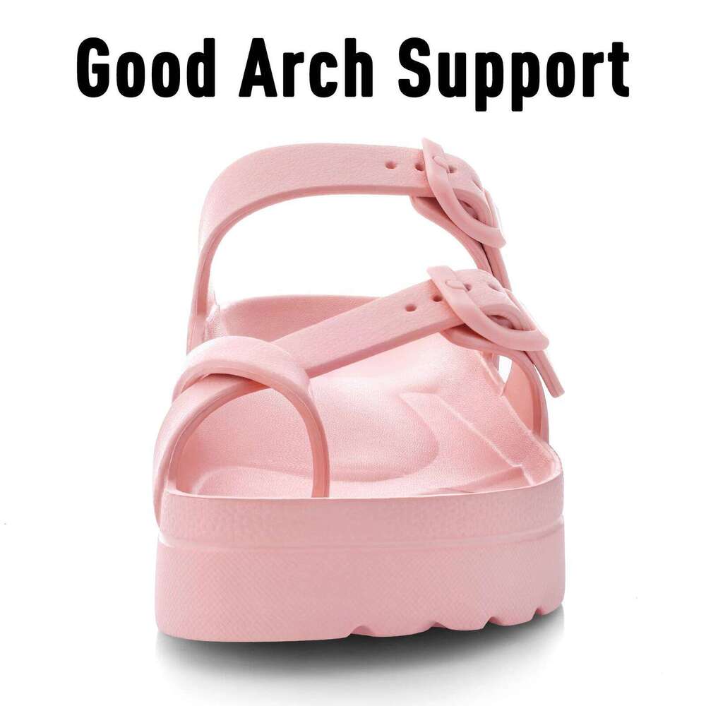 Kidmi Women's Comfort Slides Double Buckle Adjustable EVA Flat Summer Platform Vacation Pool Shower Sandals