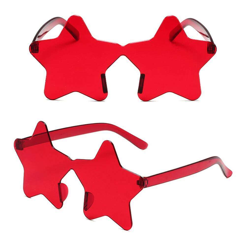 1Pc Frameless Star Shaped Solid Color Cosplay Eyewear Cool Disco Glasses For Women Men Fashion Pentagram Sunglasses Z260304