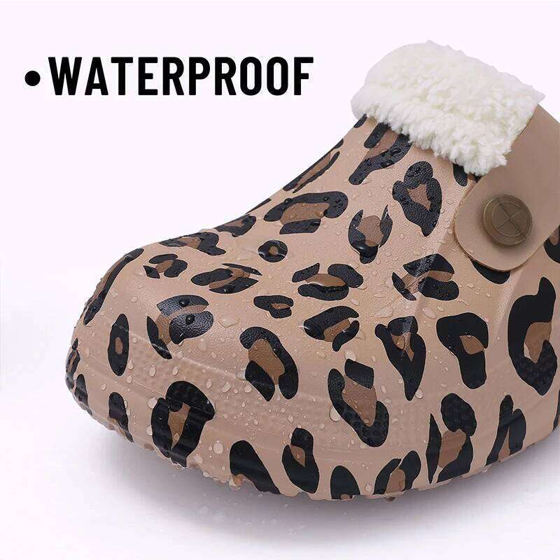 Kidmi Winter Fuzzy for Women Men Indoor Outdoor Fur Lined Waterproof Warm House Slippers Garden Clogs Light Shoes
