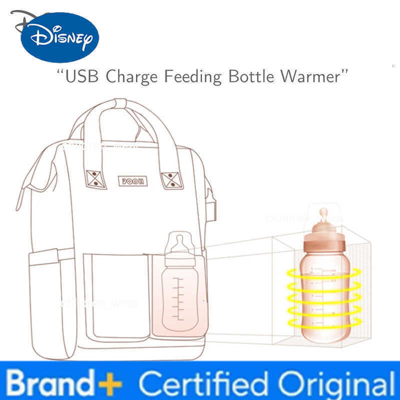 Disney Baby USB Bottle Insulation Heating Diaper Backpack Mummy Nappy Changing Bags For Baby Care Mom Stroller Oxford Handbags H260305