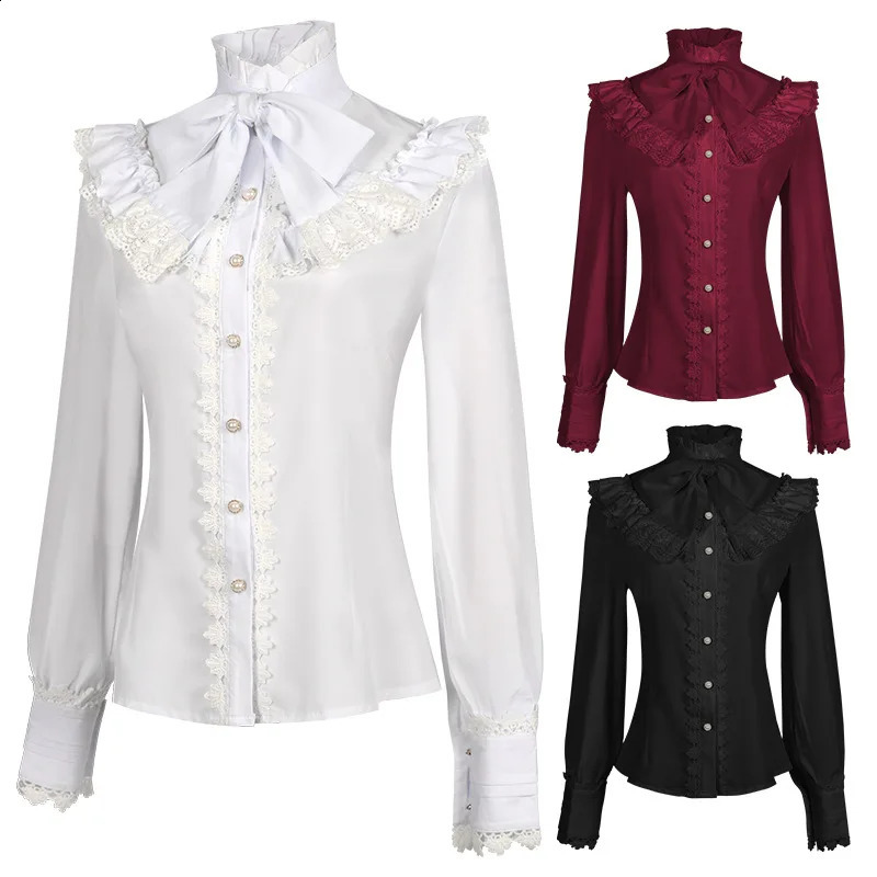 2025 VictoriaLolita Shirt for Women Retro Long Sleeve Lace Embroidered Gothic Camisas Female Blusas Femininas Elegantes 260228