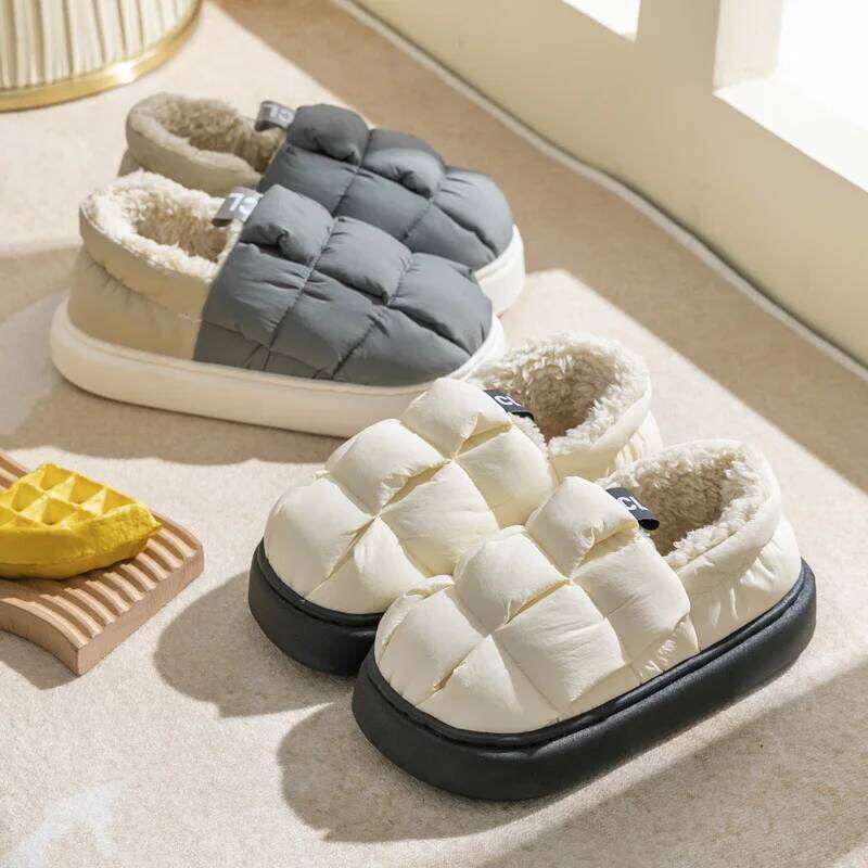 Kidmi Plush For Women Men Winter Fluffy Thick Bottom Fur House Cozy Warm Non-slip Furry Slippers
