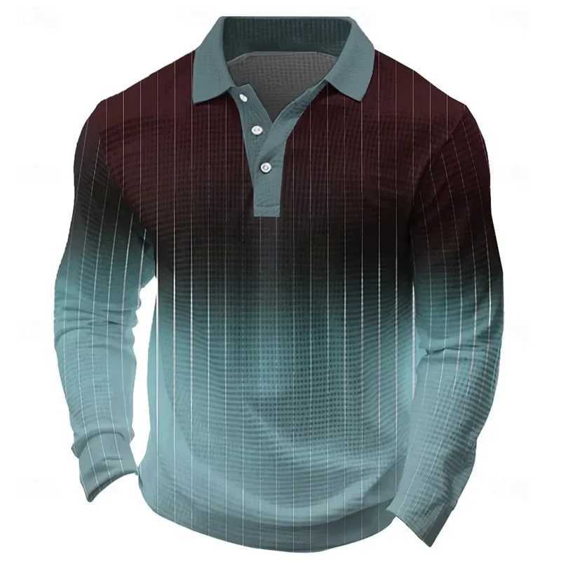 Mens 3D Digital Print Long SLeeve Shirt Breathable Casual Top Slim Fit Quick Dry Classic Collar MUlti Colors Fall Winter M260305