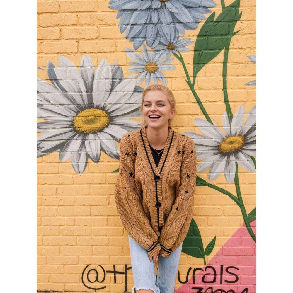 Unisex T.S Fearless Cardigan Knitted Brown Valentine Gift Versatile XJ260305