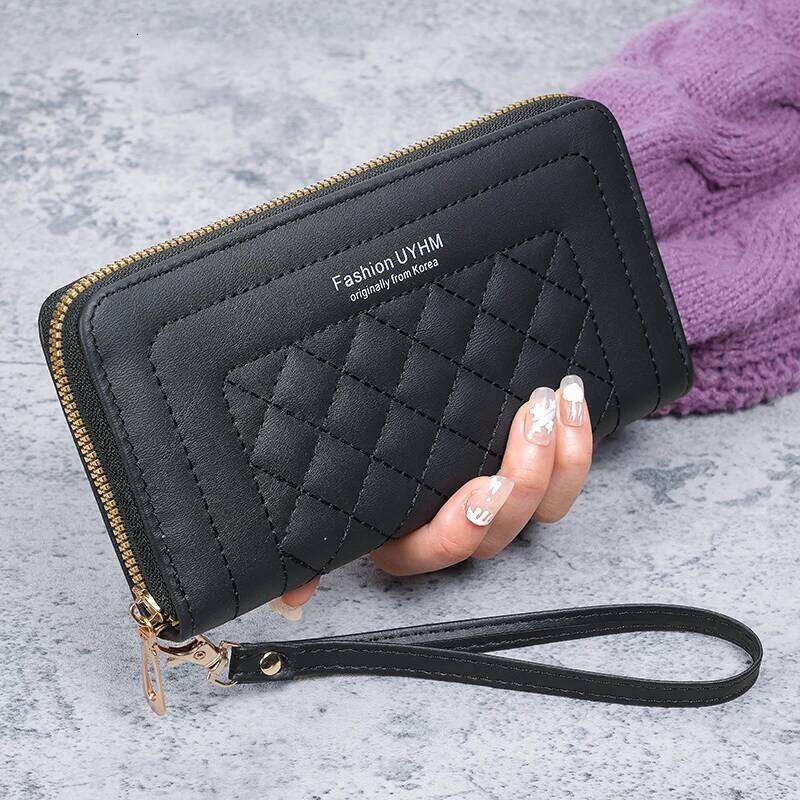 2024 new ladies purse long Joker zipper clutch embroidered fashion large capacity soft wallet mobile phone bag C260304