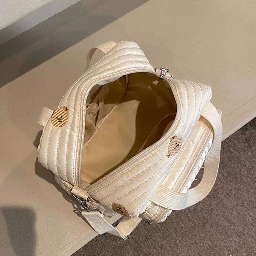 Cute Bear Mommy Cotton Zipper Diaper Women Handbag Nappy Caddy Organizer Baby Maternity Luggage Bag Z260304