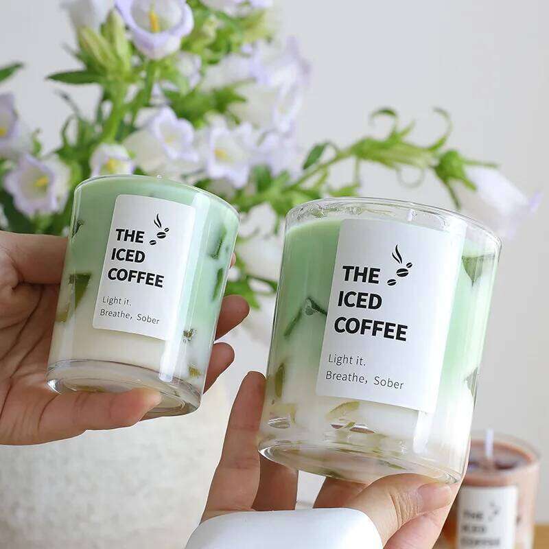 Matcha Party Home Decor, Aromatherapy Gel Candle Fun Ambiance Gift Idea Jelly Wax Coffee Cup Bedroom Smoke W260304 W260305