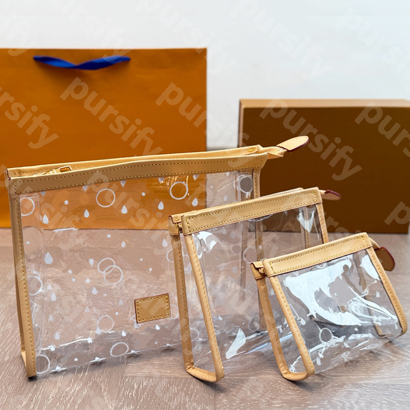 Transparent Designer Poche Toilette Women Wash Pouch Zip Up Man Travelling Make Up Bag Luxury Brand Makeup Bags Toilet Storage Clutch Purse