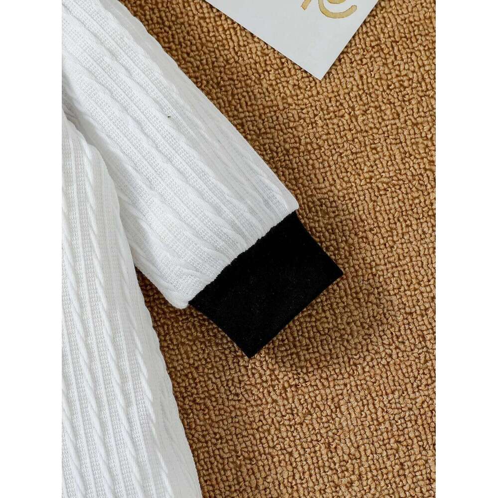 Baby Boys Autumn Solid WhiteTurn-down Collar Casual Daily Jumpsuit With Button For Newborn-18M Clothing Wear Z260304