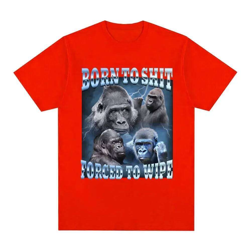 Anime Born Shit Forced To Wipe Funny Gorilla Graphic T Shirt Fashion Short Sleeve T-shirt Women Casual T-shirts H260304 - view 7