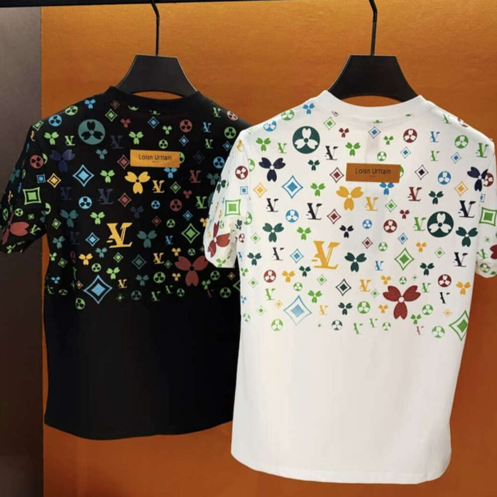 New Trendy Light Luxury Spring Summer Fashion Versatile Colorful Couple Men's Cool Round Neck Short Sleeve Luanyun