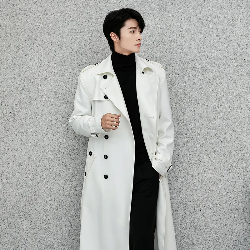 Mens Long Jacket Autumn Trench Coat Daily Smart Casual British Style Double Breasted y Turndown Collar Outwear 260302