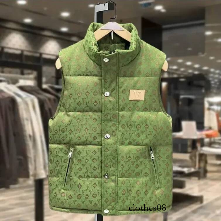 Men's thick standing collar winter new jacquard warm vest jacket