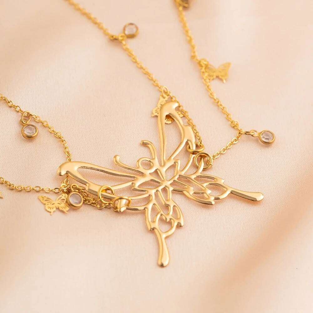 New Trendy Sexy Waist Jewelry Belt Double-layer Golded Metal Hollow Butterfly Tassel Belly Chain Women's Beach Accessories S260304