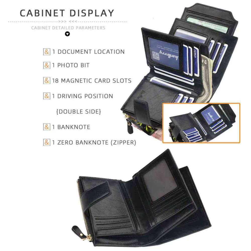 Casual Trifold Men's And Women's Unisex Short Wallet Multi-Card Driver's License Card Holder Large Capacity Zipper Coin Purse C260304