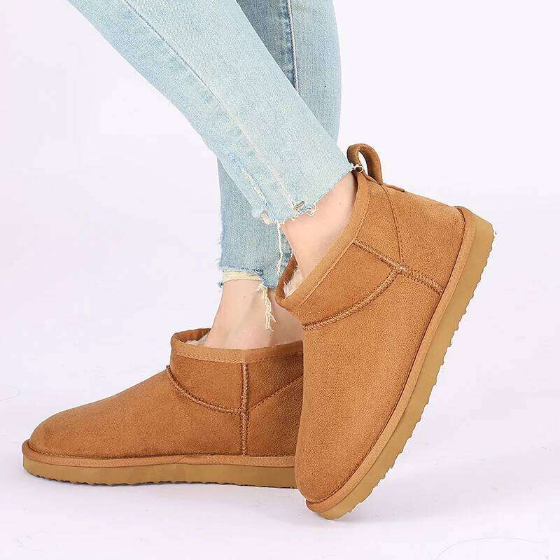 Luxury Winter Short Plush Snow Shoes New Anti-suede Women Casual Flat Nonslip Cotton Mini Fur Boots