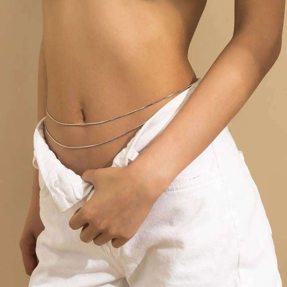 Adjustable Sexy Pearl Bikini Rhinestone Metal Punk Women Waist Chain Belly Belt Fashion Jewelry Body Necklace S260304