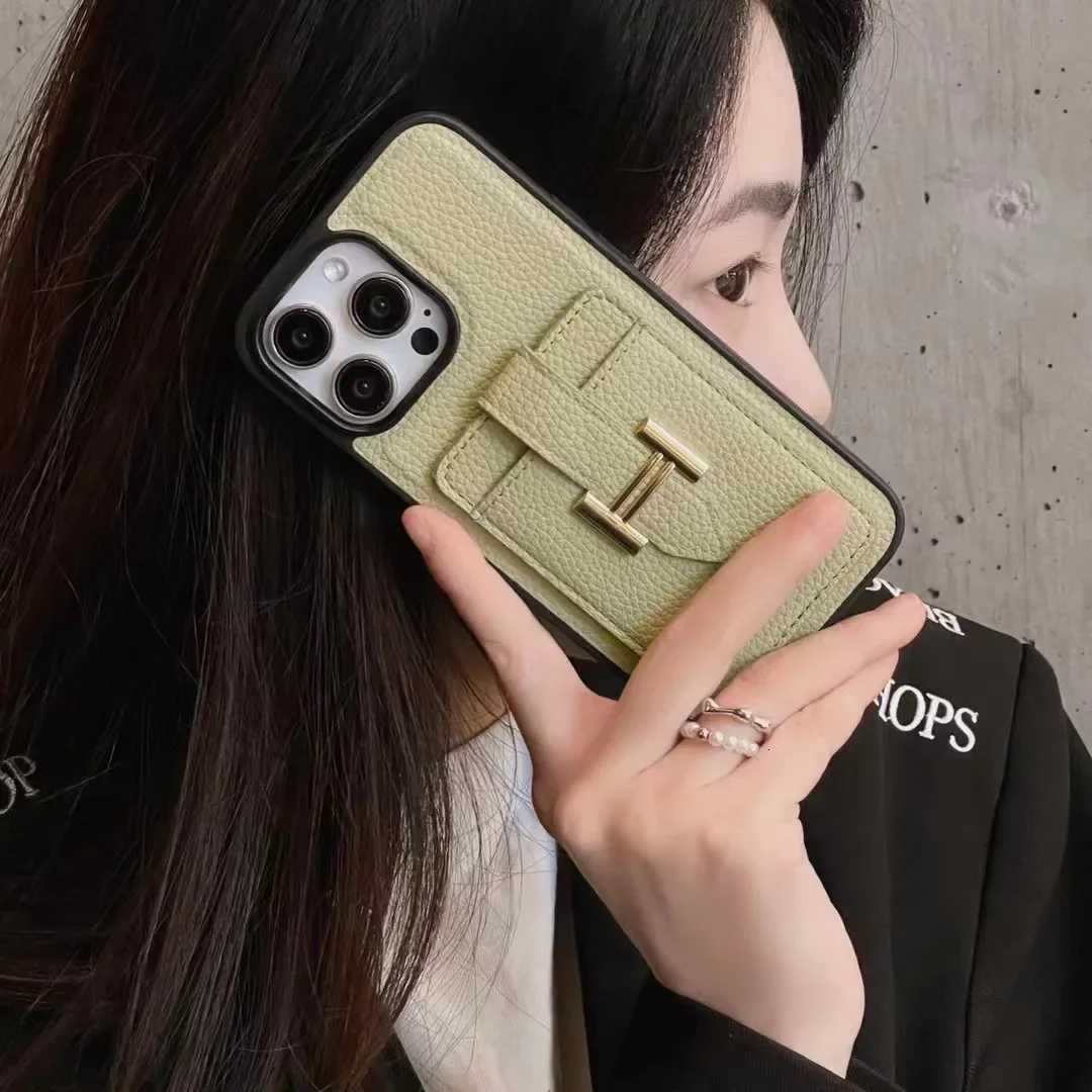 Luxury Lychee Texture Vegan Leather Card Slot Phone Case with Metal Buckle For iPhone 16 15 14 13 12 11 Pro Max Plus | Fashion Protective CoverT260305