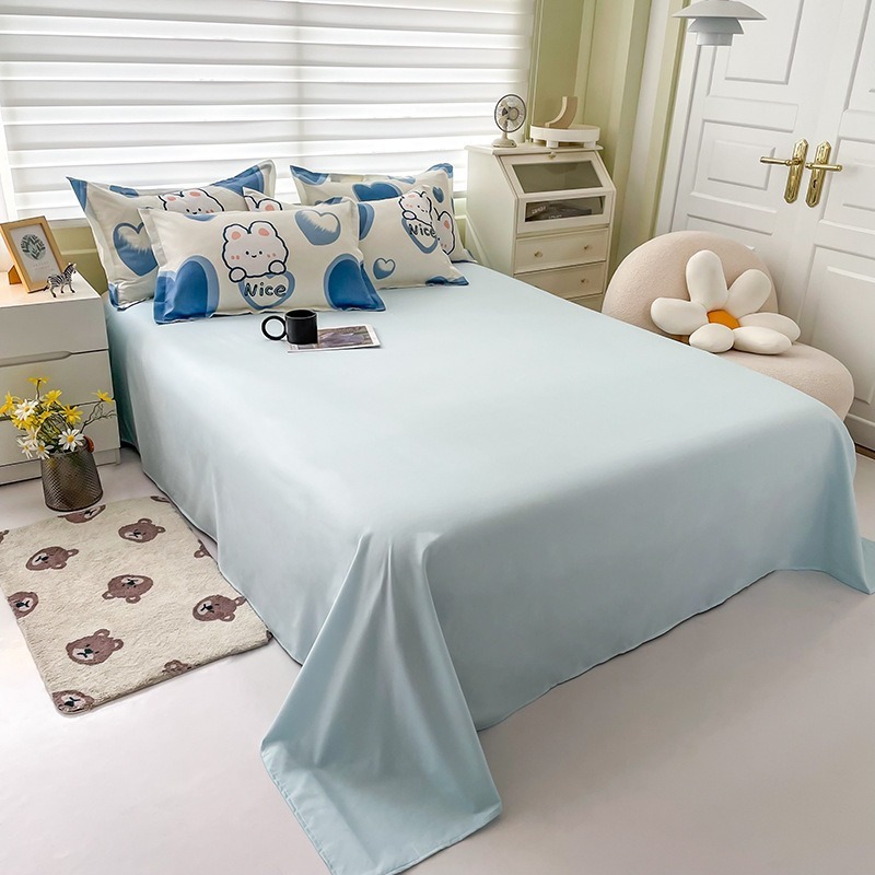 Thickened brushed four-piece for single students in dormitories, simple three-piece set with bed sheet and duvet cover, gift bedding wholesale 1