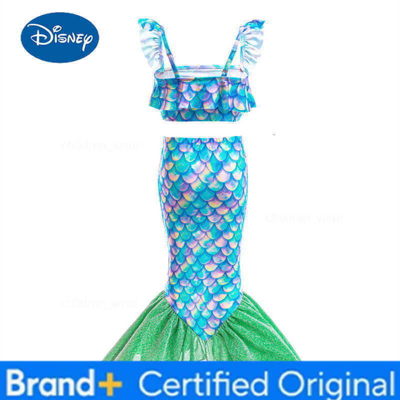 Disney Mermaid Tail Beach Bikini Children Swimming Sets Girls 3Pcs Swimsuit Bathing Suit Kids Cosplay Fancy Swimwear Costume H260305