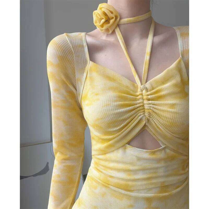 2025 New Triangular for Women's Popular High-end One-piece Long-sleeved Pure Desire Swimsuit Y260303