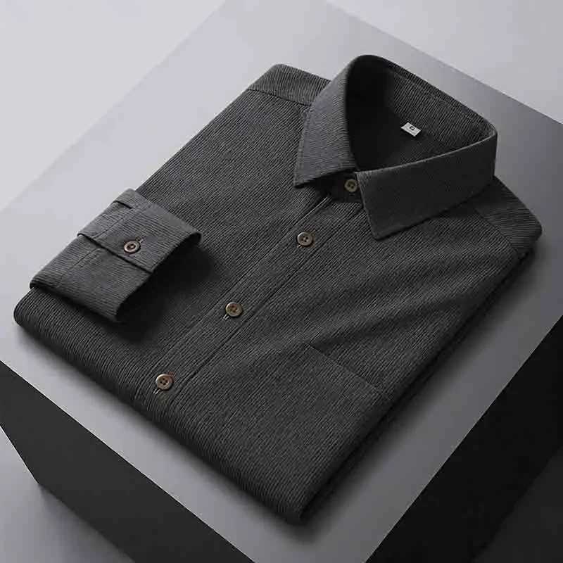 Mens Striped Long Sleeve Shirt Casual Business Style Comfortable Button Down Dress Shirt For Daily Work Party M260305