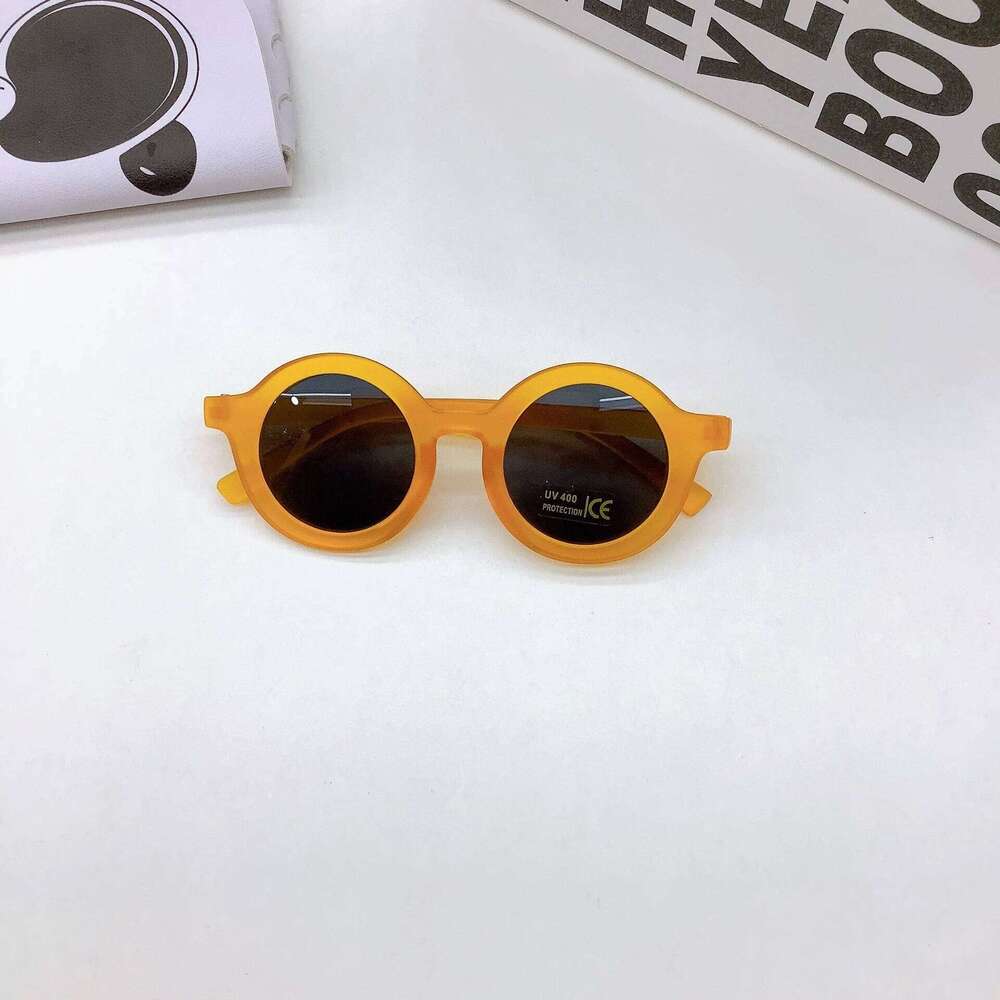 New Children's Round Lightweight PC Frame Elastic Paint Small Face Sunglasses for Boys and Girls Cool Cute Z260305
