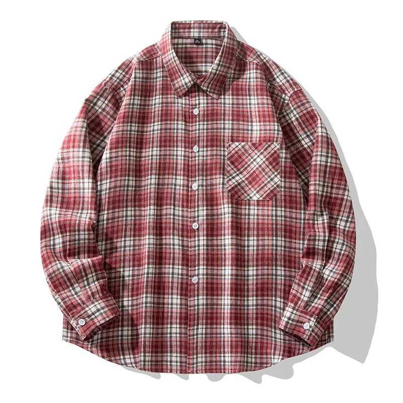 2025 New Mens Checkered Shirt Spring and Autumn Long Sleeve Slimming Shirt Korean Mens Best Selling Fashion Trend Top M260305